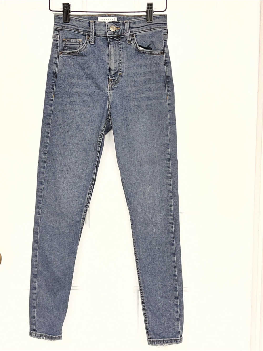 Topshop High-Rise Slim Jeans in Medium Blue Wash